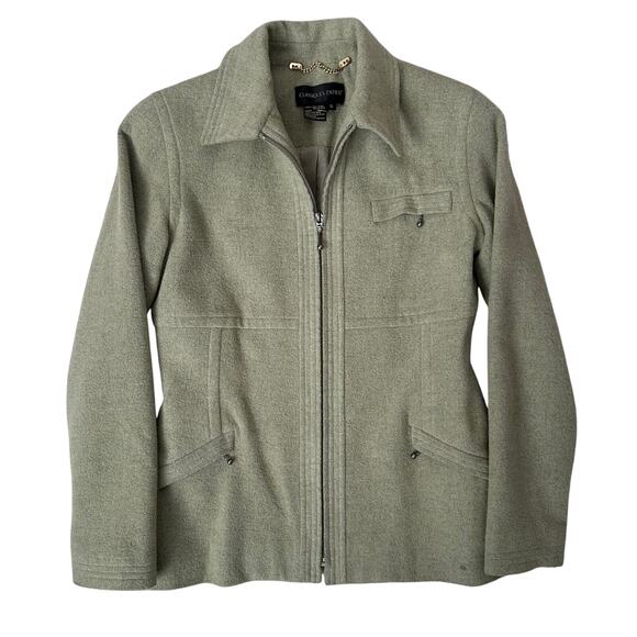 Vintage Green Wool Classiques Entier Small Collared Professional Full Zip Jacket - Picture 1 of 10